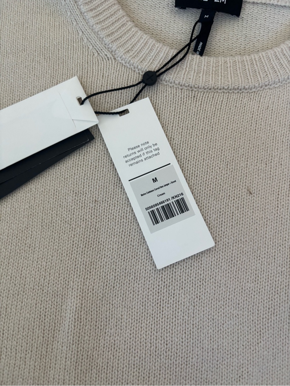 NWT ME+EM Cashmere Sweater with curved hem Size M see desc - Picture 4 of 6
